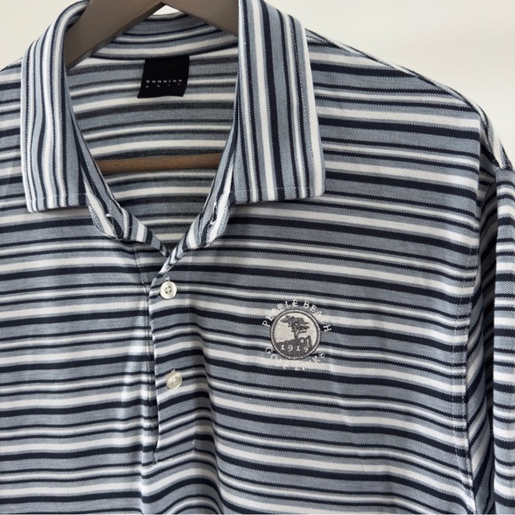 Dunning Golf Pebble Beach Golf Polo Shirt M Blue Stripes - Picture 1 of 8